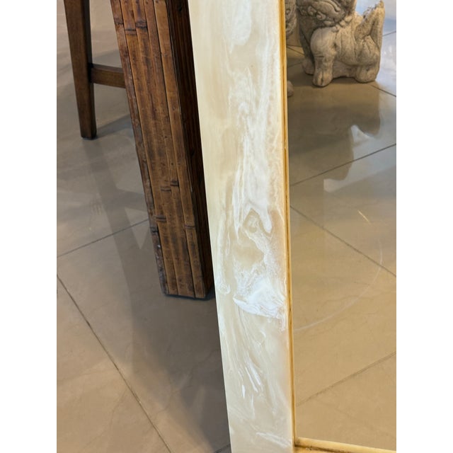 Glass Vintage Modern 1970s Arched Onyx Marble Stone Wall Mirror For Sale - Image 7 of 12