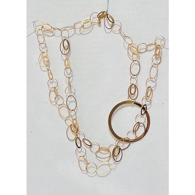 A vintage Lana 14k gold double layer hoops necklace, 14" long, adjustable clasp, statement luxury piece, worn only a few...