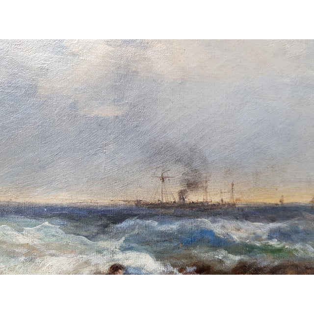 French School - 1874 - Shipwreck - Seascape - Romantism - Oil on Canvas - Monogrammed For Sale - Image 4 of 12
