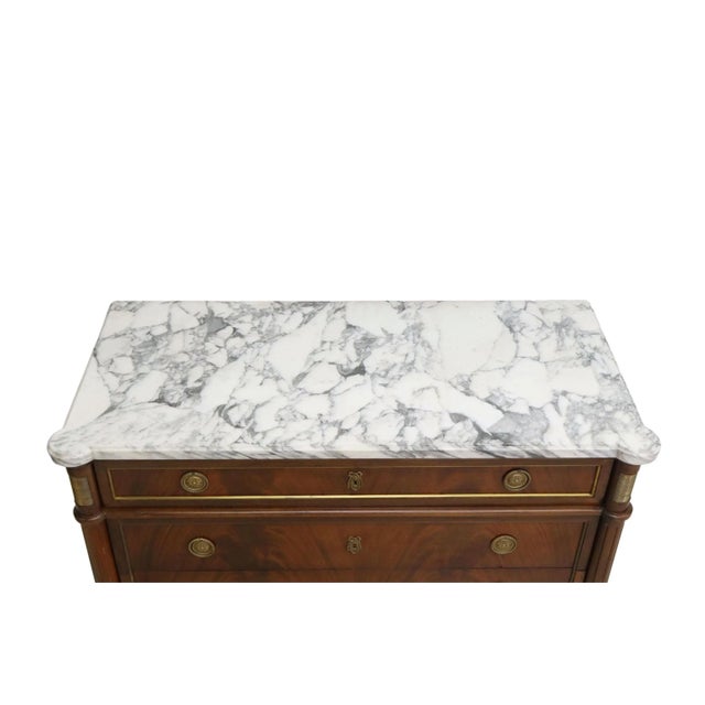 English French Louis XVI Style Mahogany Marble Commode For Sale - Image 3 of 4