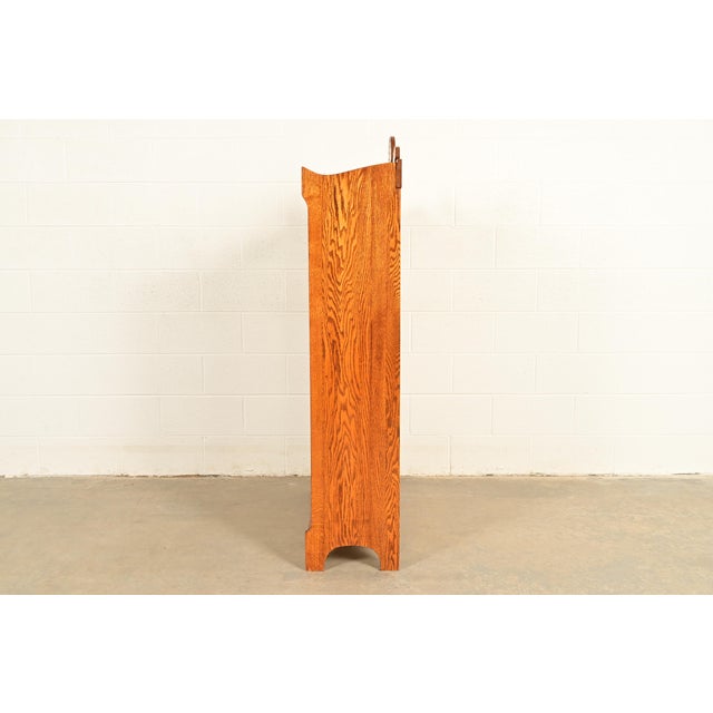 Antique Victorian Carved Oak Two-Door Bookcase Cabinet | Circa 1920s For Sale - Image 10 of 13