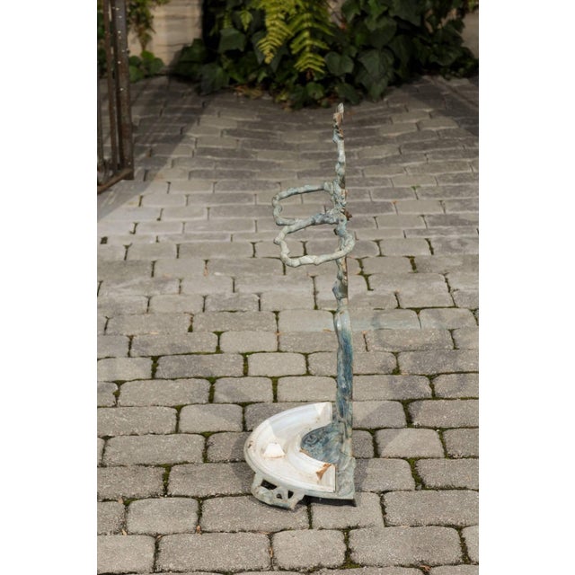 White French 1900s Cast Iron Umbrella Stand Depicting a Dog Sitting in Front of a Tree For Sale - Image 8 of 9