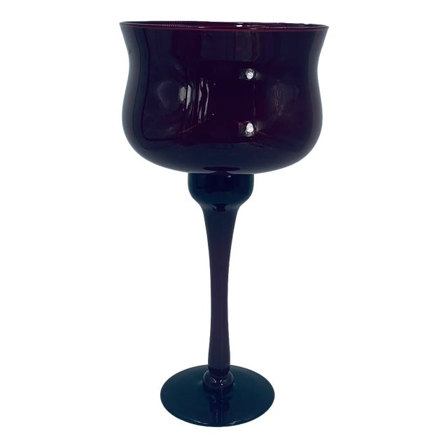 Large Vintage Decorative Glass Goblet, 1965 For Sale