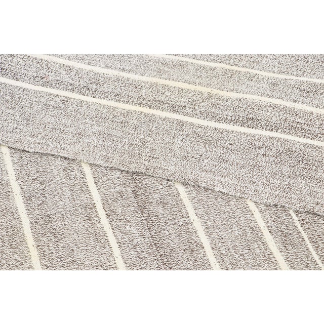 Textile Vintage Turkish Kilim Exotic Yarn Rug With Ivory Stripes by Rug & Kilim, 1950-1959 For Sale - Image 7 of 8