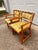 Brown Vintage 6 Piece Rattan Glass Top Dining Set With 4 Chairs, Two With Arms For Sale - Image 8 of 12