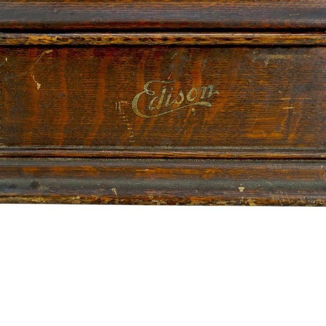 Thomas Edison Antique Edison Oak Standard Cylinder Phonograph Model D C1920 For Sale - Image 4 of 14