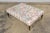 Wood Vintage French Tufted Ottoman in Multicolor Linen Upholstery For Sale - Image 7 of 15
