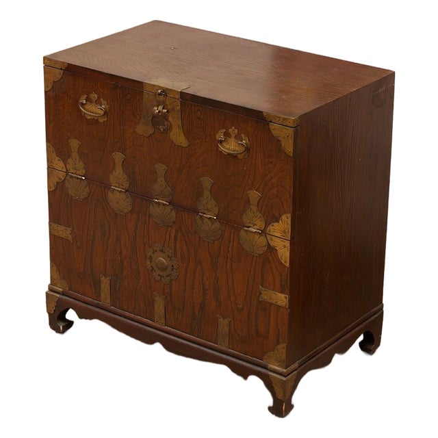Mid 20th Century Korean Brass-Mounted Hardwood Bandaji Chest For Sale