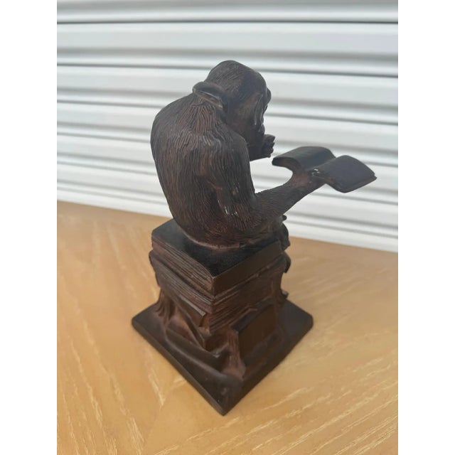 Late 20th Century Vintage Darwin Bronze Thinking Monkey Statue For Sale - Image 5 of 7