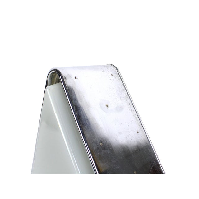 Vintage Mid-Century Modern Triangular Chrome and Glass Table Lamp For Sale - Image 9 of 11