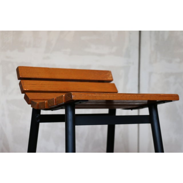 Set of Three Mid-Century Modern Oak & Steel Bar Stools, 1960s For Sale - Image 11 of 18