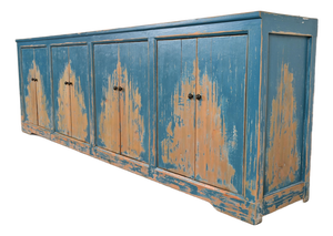 Modern Distressed Blue Painted Monumental Sideboard by Van Thiel