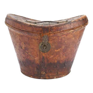 English Leather Hat Box for a Man’s Wide Brim Top Hat, 1830-40