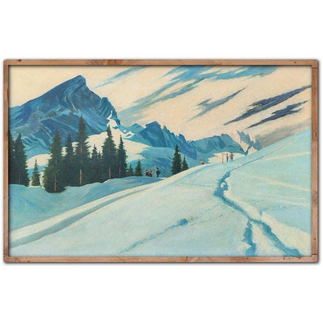 Adalbert Von Wex, Skiers in Garmisch, Early 20th Century, Oil on Canvas For Sale - Image 14 of 14