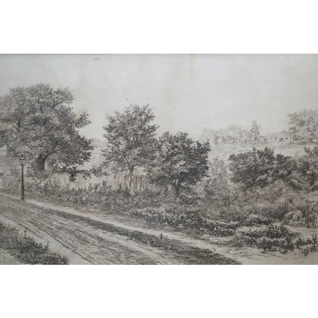 Antique Charles Gondel Mailman Horse & Carriage Panoramic Landscape Etching 25" For Sale - Image 10 of 13