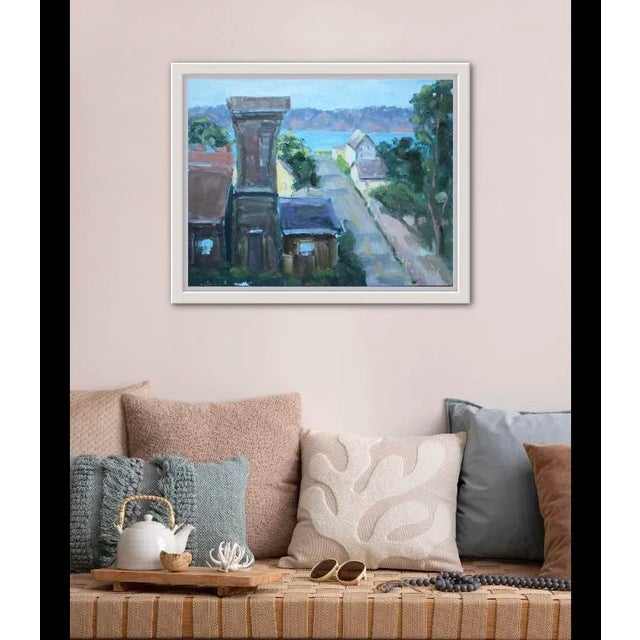 2020s Contemporary Impressionist Art, Mendocino Tower View Oil Painting For Sale - Image 5 of 8