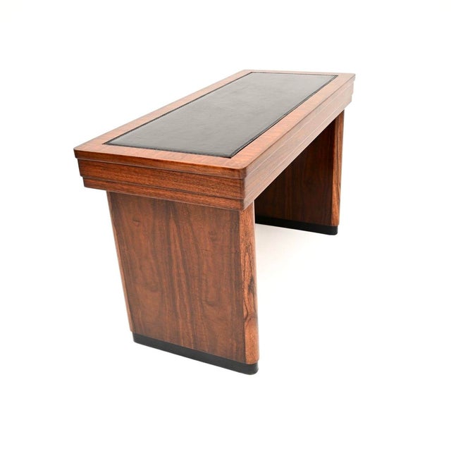 Art Deco Walnut Desk with Leather Top, 1930s For Sale - Image 4 of 12