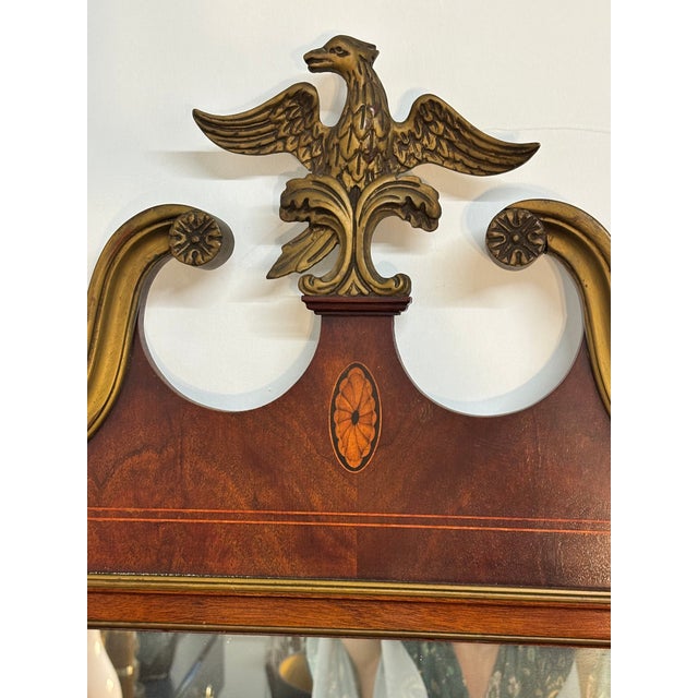 Federal Style Mahogany Wall Mirror With Gilt Eagle Crest For Sale In Chicago - Image 6 of 7
