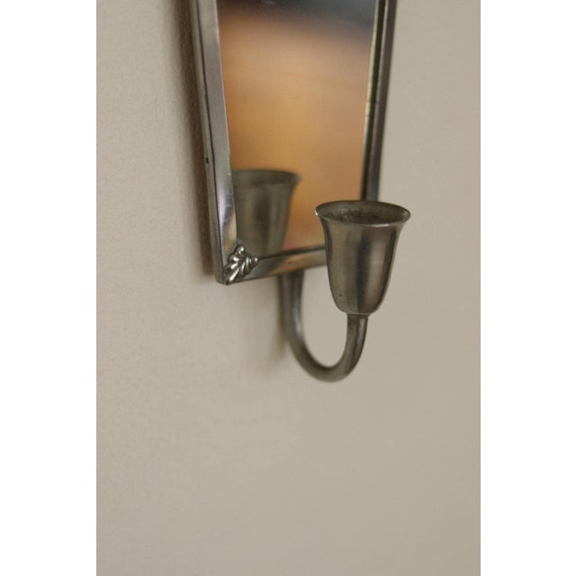 Mid-Century Swedish Pewter Sconces with Mirrors, Set of 2 For Sale - Image 6 of 18