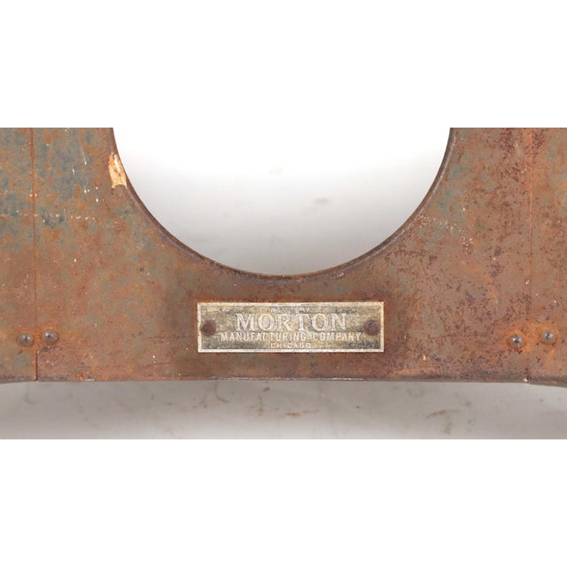NYC Subway train stool from the 1940s made of solid steel construction with perforated metal on the step surface for...
