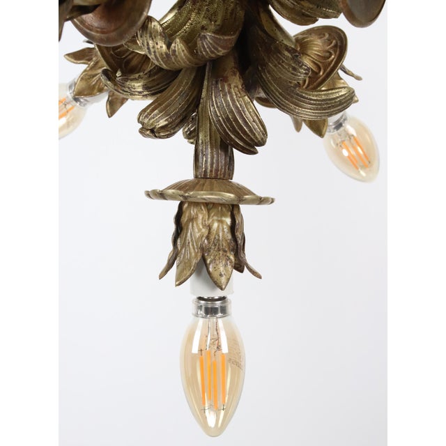 Mid 20th Century French Empire Gilt Cast Bronze 5 Light Chandelier For Sale - Image 11 of 15