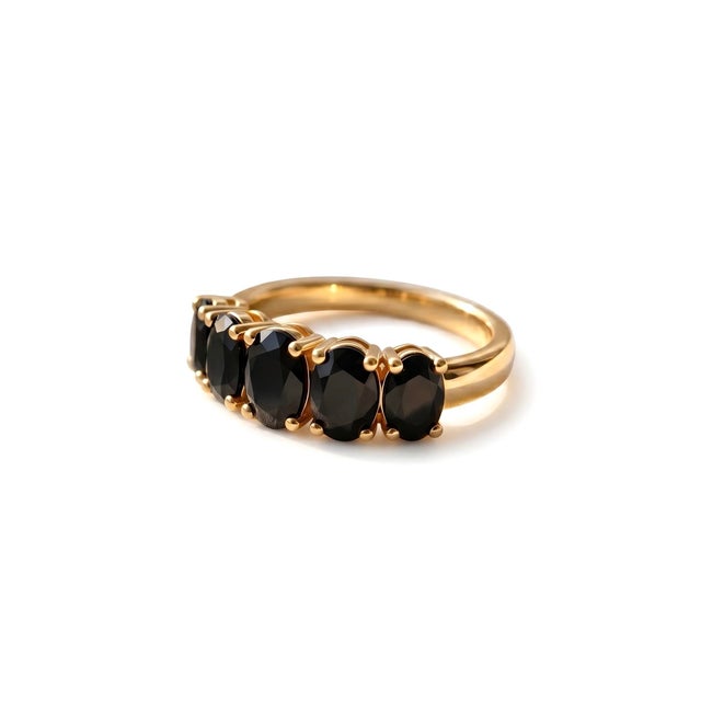 Black Onyx Half Band Ring, 925 Sterling Silver Stacking Ring Us 7 For Sale - Image 4 of 5