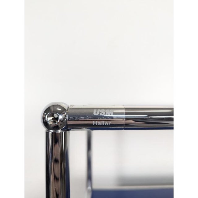 Gentian Blue and White Cabinet with Drop-Down Door on Casters from USM Haller For Sale - Image 9 of 10