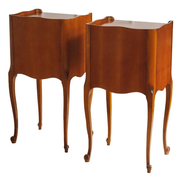 Louis XIV Asymmetrical Bedside Tables in Cherrywood, Set of 2 For Sale