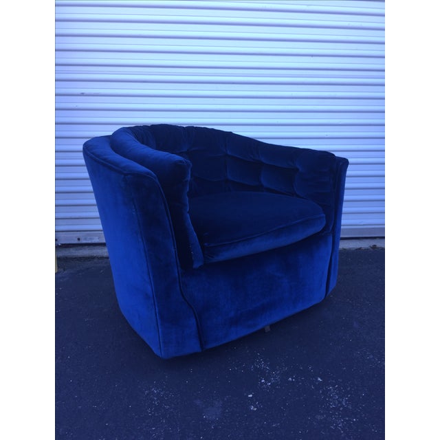 Blue Velvet MidCentury Modern Swivel Chair Chairish