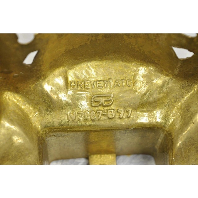 Gold Vintage French Louis XV Style Brevettato Italy Brass & Marble Figural Clock Set For Sale - Image 8 of 16