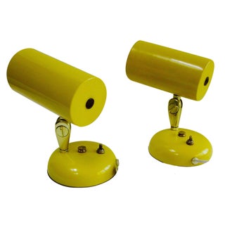Mid-Century Yellow Enamel Task Lamps - A Pair For Sale