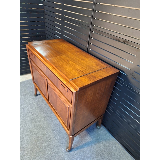 Wood Mid 20th Century Walnut Flip Top Server For Sale - Image 7 of 11
