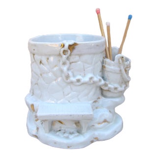 Porcelain Wishing Well Humidor / Match Striker For Sale