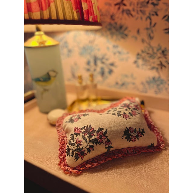 French Country Lavender Scented Accent Pillow in Carolina Irving Ciara Linen and Patmos Fabrics. For Sale - Image 3 of 3