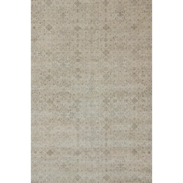 Modern 12' X 16' Modern Hand-Knotted Khotan Rug With Geometric Pattern in Taupe and Gray Tones For Sale - Image 3 of 12