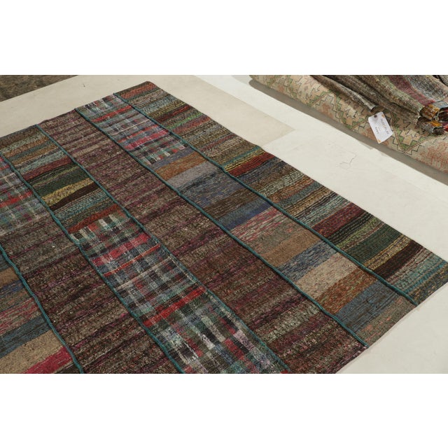 Rug & Kilim Handwoven Modern Patchwork Kilim Rug in Polychromatic Striae by Rug & Kilim For Sale - Image 4 of 8