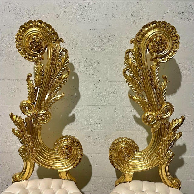 1990s Italian Baroque White Chair – High Back & Gold Leaf Details For Sale In Miami - Image 6 of 9