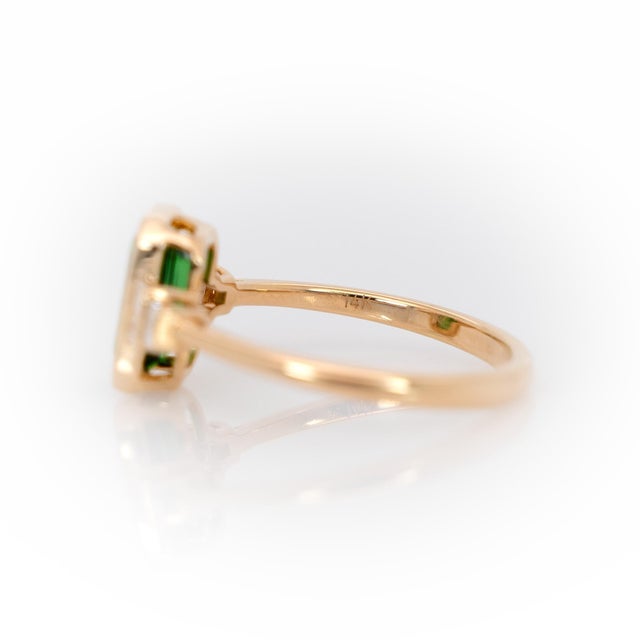 Green 1.5cts Tsavorite Garnet Ring With Natural Diamond Accents: Solid 14k Gold, Size 6.75 For Sale - Image 8 of 8