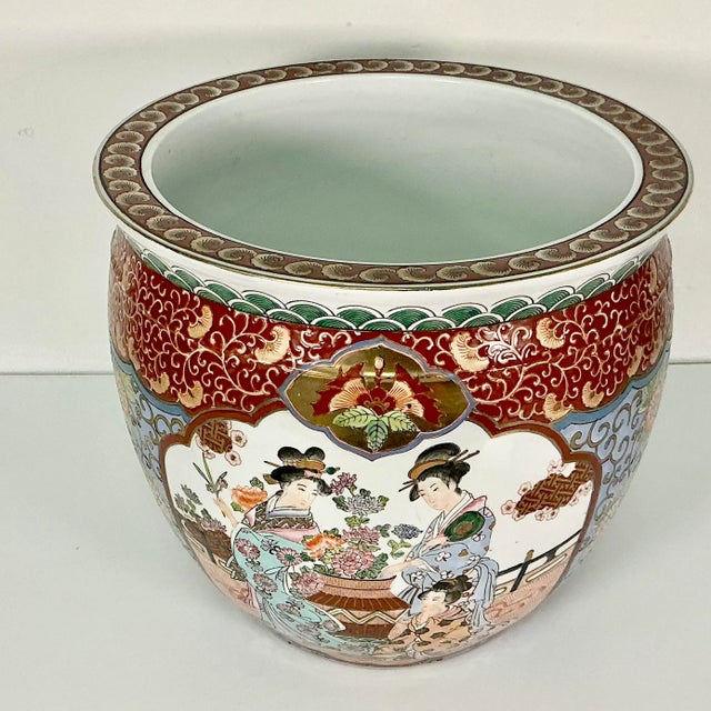 Chinoiserie Mid-Century Asian Chinoiserie Hollywood Regency Fish Bowl Planter For Sale - Image 3 of 15