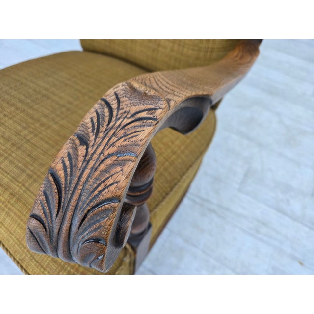Danish Armchair in Green Furniture Wool and Oak Wood, 1960s For Sale - Image 12 of 18