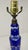 A striking vintage Bohemian-style table lamp crafted from richly saturated cobalt-blue overlay glass and elaborately cut...