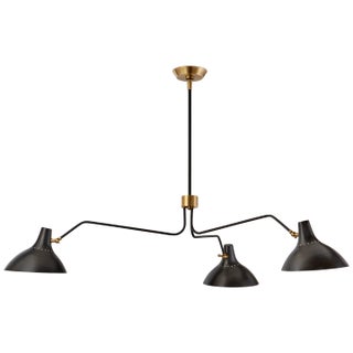 AERIN for Visual Comfort Signature Charlton Large Triple-Arm Chandelier in Black For Sale