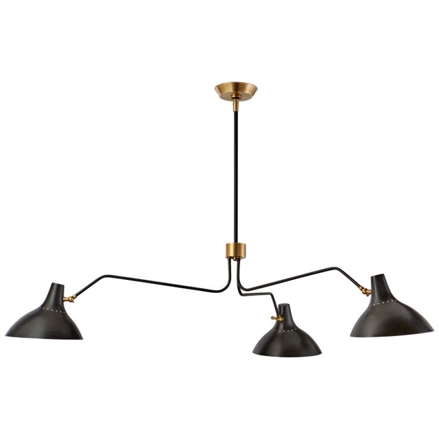 AERIN for Visual Comfort Signature Charlton Large Triple-Arm Chandelier in Black For Sale