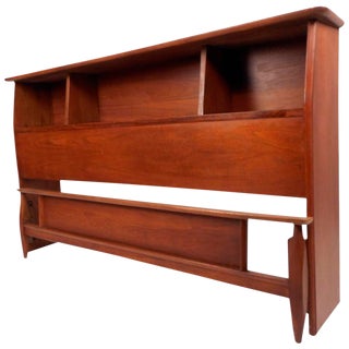 Mid-Century Modern Queen Size Bookshelf Headboard and Footboard For Sale