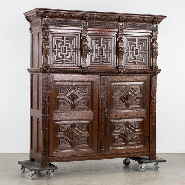 Anonymous Belgium; early-to-mid-17th century Oak, Iron mounts Approximate size: 77.5 (h) x 72 (w) x 26 (d) in. This...