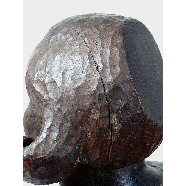 Large Bust of a Woman Carved with a Gouge, 19th Century, Wood For Sale - Image 13 of 17