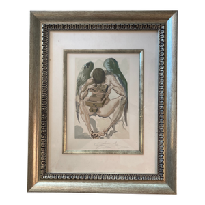 1960s “Fallen Angel by Salvador Dali. Hand Signed Purple Woodcut, 13 X 10 1/4 In. Print, Framed 22x17 3/4x1 1/2in., Image 10x7 In., 1960 Orig., France