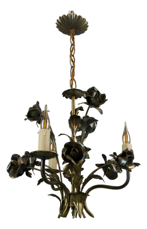 Hollywood Regency Style Floral Three-Light Chandelier, France, 1970s