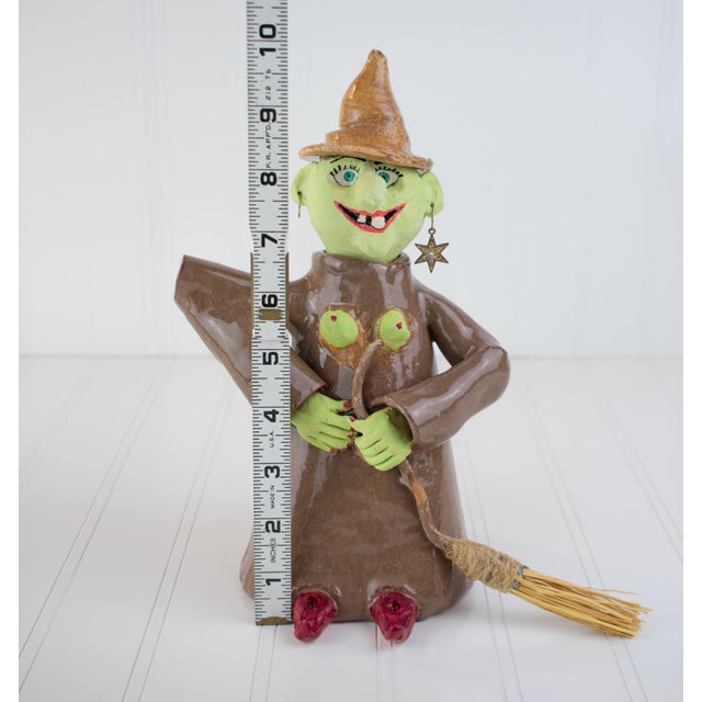 Signed Postmodern Feminist Sculptural Pottery - Witch Teapot For Sale - Image 11 of 14