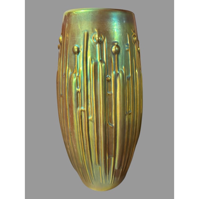 Green MCM Mid Century Modern Zsolnay 13.25" Porcelain Pottery Vase For Sale - Image 8 of 10